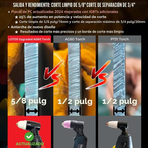 Miniatura 3 de LOTOS LTP5000D Cortador de plasma, actualización 2024 de 5/8" 16 mm corte limpio 3/4" 20 mm corte de separación 50A sin arco piloto plasma metal