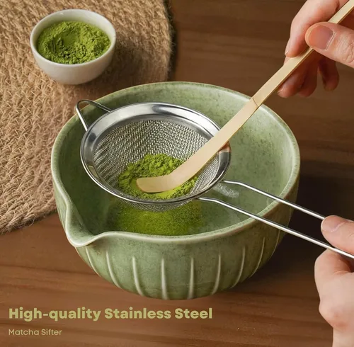 Miniatura 2 de Juego de batidor Matcha con tazón Matcha - Juego de Matcha incluye espumador eléctrico, batidor de bambú, cuchara Matcha, soporte de bambú, colador