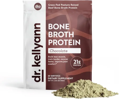 Dr. Kellyann - Polvo de proteína de caldo de hueso Keto - Chocolate - Proteína 21g, 2g de carbohidratos netos - Colágeno hidrolizado alimentado con