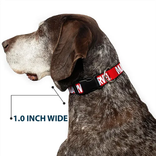 Miniatura 6 de Collar de perro Clip de plástico Marvel Red Brick Logo Rojo Blanco 9 a 15 pulgadas 1.0 pulgadas de ancho