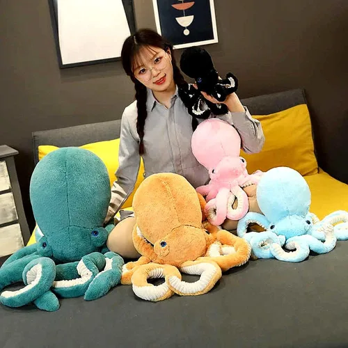 Miniatura 4 de XIYUAN Juguete de peluche de pulpo, pulpo, lindo muñeco de peluche de ojos grandes, pulpo, animales de peluche, animales marinos de peluche suave