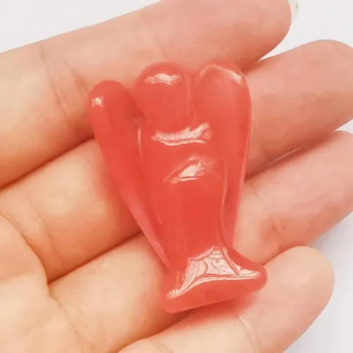Miniatura 16 de Estatua de ángel guardián de oración de cristal curativo de jade verde natural, 1.5 pulgadas, tallado en bolsillo, figuras de piedra de palma