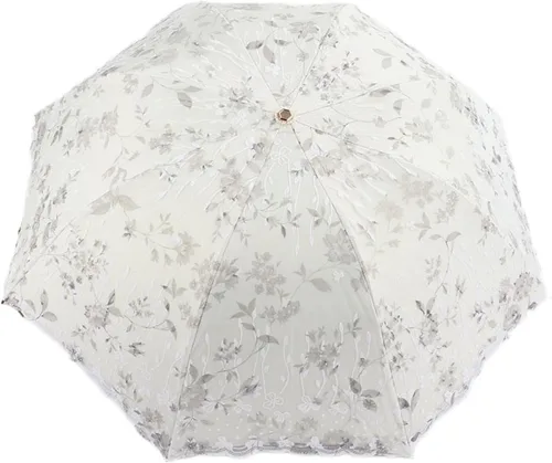 Honeystore Parasol de viaje plegable Brolly Anti-UV Sombrilla Vintage 3 pliegues gris