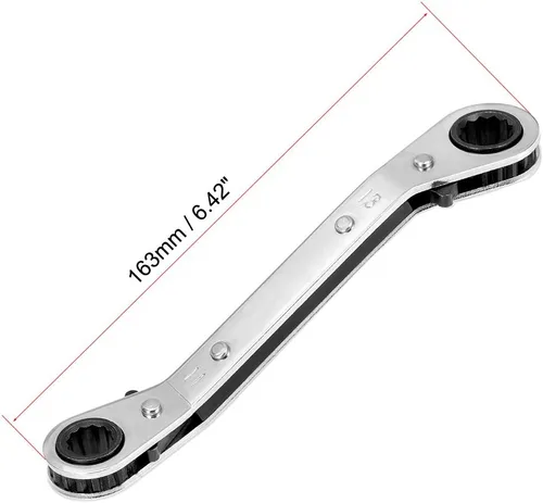 Miniatura 2 de uxcell Llave de trinquete reversible, extremo de caja doble de 0.433 in x 0.512 in, Cr-V