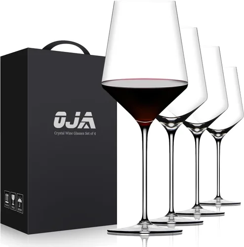 Miniatura 14 de Juego de 4 copas de vino tinto, grandes copas de cristal Burgundy sopladas a mano - ultra delgadas, ligeras para cata de vinos, 23.5 onzas, regalos