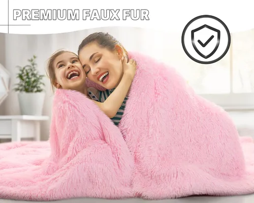 Miniatura 2 de BENRON Mantas de Tiro Rosa Claro, Suaves Peludas Difusas Sherpa Bonita Manta de Tiro Rosa Bebé Acogedora Mullida de Piel Sintética para Cama Sofá