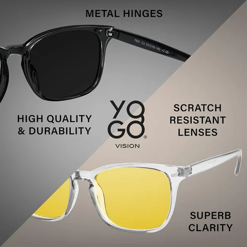 Miniatura 4 de Gafas de conducción nocturna para hombres y mujeres, lentes polarizados de visión nocturna antirreflejos Marco negro con lente amarilla nocturna