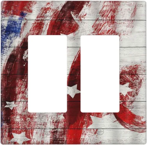 Miniatura 130 de Cubiertas decorativas para placa de interruptor, bandera estadounidense, receptáculo de 1 banda, placa de pared dúplex, cubierta de interruptor