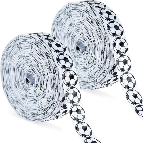 Miniatura 8 de Boao 1 cinta de fútbol de 25 yardas, diseño deportivo de grogrén, patrón de fútbol con cable para envoltura de paquetes de regalo, diseño floral