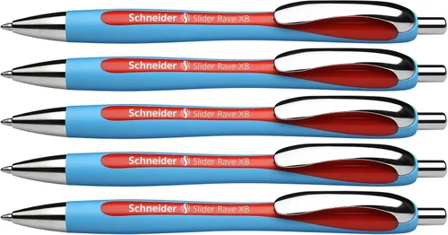 Miniatura 8 de Schneider Slider Rave XB (Extra Broad) - Bolígrafos de punta redonda, recargables + retráctiles, 1.4 mm, barril azul claro, tinta azul, caja de 5