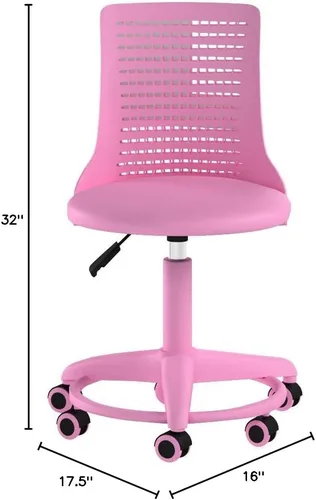 Miniatura 2 de Silla de escritorio para niños, altura ajustable, para la escuela/el hogar, para niños de 4 a 12 años, giratoria con ruedas antiarañazos, silla