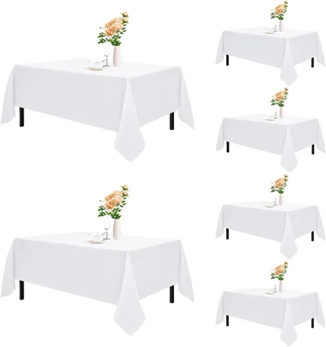 Miniatura 19 de Romanstile Mantel rectangular de poliéster, paquete de 2 manteles rectangulares de 60 x 84 pulgadas, resistentes a las manchas y a las arrugas, Negro