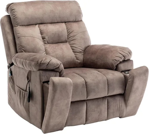 JUUXO Silla reclinable Power Lift extra grande para personas mayores - Sillón reclinable extra ancho para hombre grande con calor y masajes -