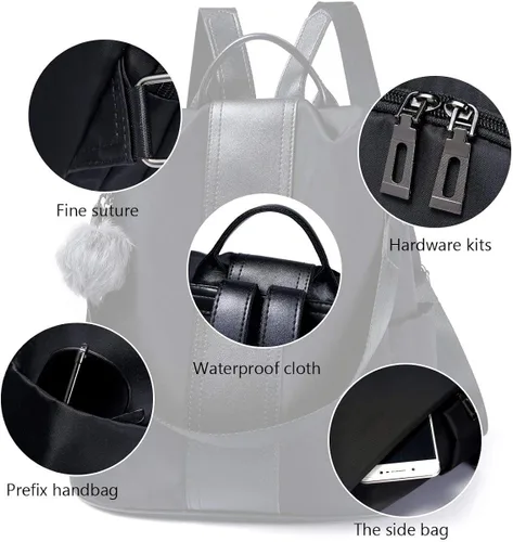 Miniatura 5 de Mochila impermeable liviana de nailon antirrobo para mujer