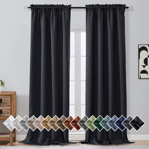 Miniatura 76 de OVZME Cortinas opacas turquesa para tratamiento de ventanas pequeñas, cortinas cortas con bloqueo de luz para ventana de cocina sobre el fregadero