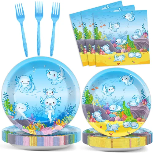 Miniatura 8 de 96 piezas de decoraciones de cumpleaños de On Cloud 9 para niñas, suministros de platos y servilletas de fiesta On Cloud 9, juego de vajilla