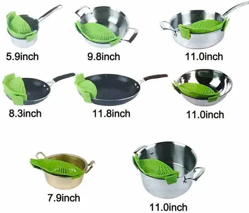 Miniatura 6 de 2 piezas de colador con clip, colador para ollas para pasta, carne, verduras y frutas, coladores de silicona - Se ajusta a todas las ollas y cuencos.