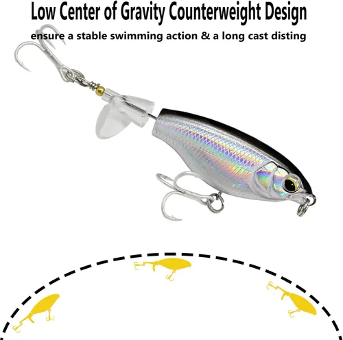Miniatura 3 de Topwater 90 Top Water Bass Pencil Plopper Señuelos de pesca - Señuelos de lucio y lucio para agua dulce o salada