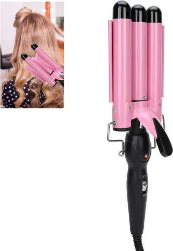 Miniatura 2 de Varita rizadora de pelo, rizador de pelo, rizador de pelo de triple tubo, varita de rizador de cabello de 2 temperaturas, turmalina, herramienta