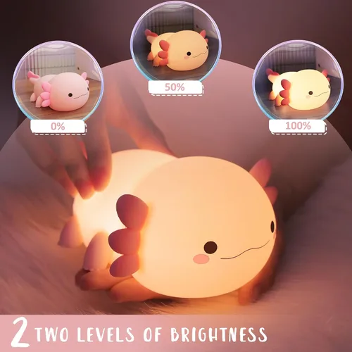 Miniatura 2 de Luz Nocturna de Axolotl, Linda Luz Nocturna para Niños, Lámpara Nocturna de Silicona para Guardería de Animales, Luz Nocturna LED Recargable