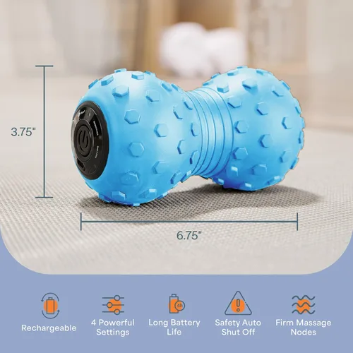 Miniatura 6 de LifePro Pelota de masaje vibrante de 4 velocidades - Masajador de cacahuete combina una pelota de lacrosse con rodillo de espuma vibrante Rodillo
