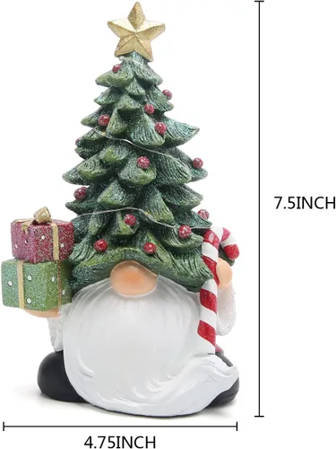 Miniatura 7 de Hodao Gnomos de árbol de Navidad hechos a mano, gnomos de resina de Navidad, regalo de vacaciones, mesa de invierno de 7.5 pulgadas de alto, árbol