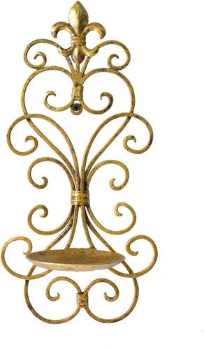 Miniatura 3 de Juego de 2 candelabros de pared, decoración de pared de metal, candelabros para colgar en la pared, para sala de estar, comedor (dorado)