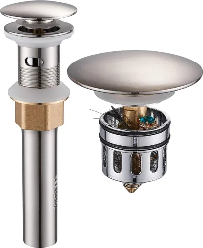 Desagüe para fregadero de baño, drenaje emergente con tapón de cesta desmontable, colador de drenaje antiexplosión y antiobstrucción, conjunto de