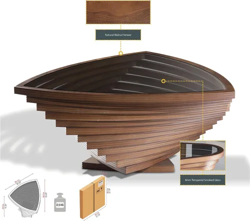Miniatura 4 de by Papella Design, Mesas de centro de nogal natural Veener para sala de estar, mesa rústica, mesa de centro para sala, mesa central, mesa