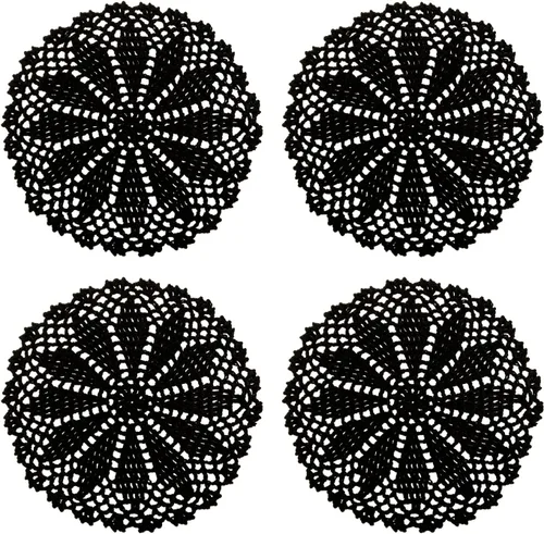 Miniatura 8 de Phantomon Juego de 4 manteles individuales de algodón hechos a mano de 7 pulgadas (beige)