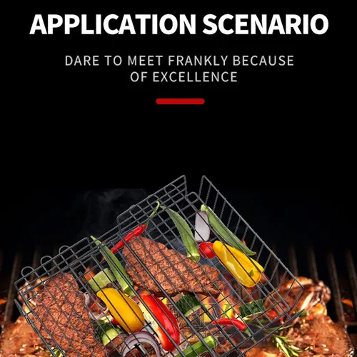 Miniatura 3 de Accesorios para parrilla, cesta de barbacoa de hierro antiadherente con mango de haya parrilla de pescado parrilla de malla para pescado parrilla