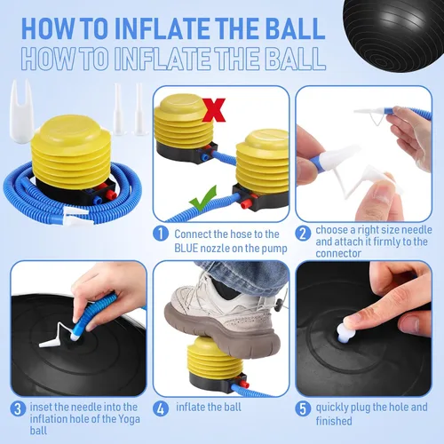 Miniatura 6 de Leyndo 2 pelotas de yoga grandes de 26 pulgadas, pelota de ejercicio antiestallido con bomba, 26 pulgadas/25.6 in para mejorar la postura