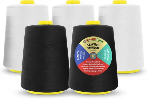 Miniatura 16 de Mandala Crafts 4 Pack of Serger Threads Cones Spools - 20S/2 24000 Yards Polyester Baby Blue Threads for Sergers Machine and Overlock Quilting