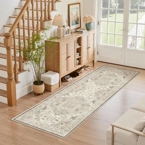 Miniatura 106 de Madane Tapete lavable de 2 x 10 pies para pasillo, cocina, recibidor, clásico, suave, antideslizante para interiores, casa de campo, baño, sala