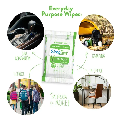 Miniatura 5 de Simpleaf Toallitas húmedas desechables de aloe vera, ecológicas, sin parabenos ni alcohol, hipoalergénicas y seguras para pieles sensibles, fórmula