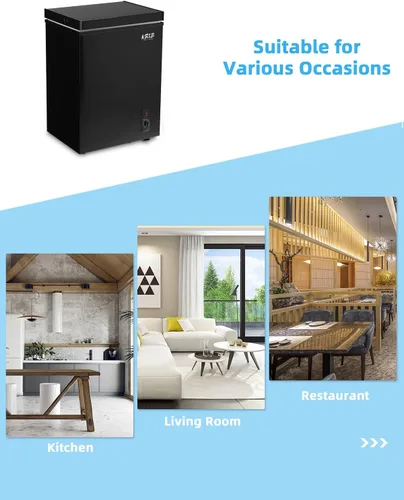 Miniatura 2 de Chest Freezer 3.5 Cu.Ft Mini 7 Gears Temperature Control Compact Deep Freezer with Top Open Door and Removable Storage Basket Black Negro