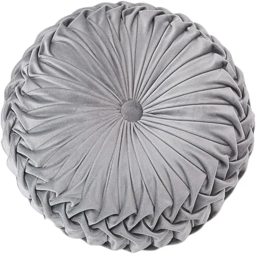 Miniatura 8 de Baiyuruodie Cojín redondo de terciopelo para sofá, cama y dormitorio, cojín decorativo (38cm, naranja)