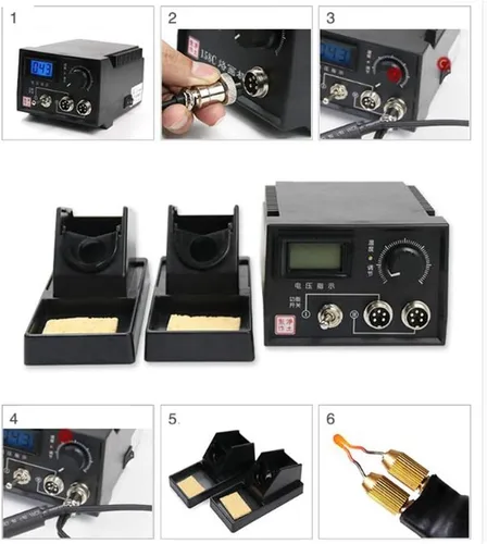 Miniatura 6 de Máquina de pirografía de 60 W, kit de combustión de madera, pantalla digital de doble bolígrafo, color azul con 20 puntas de alambre de pirografía