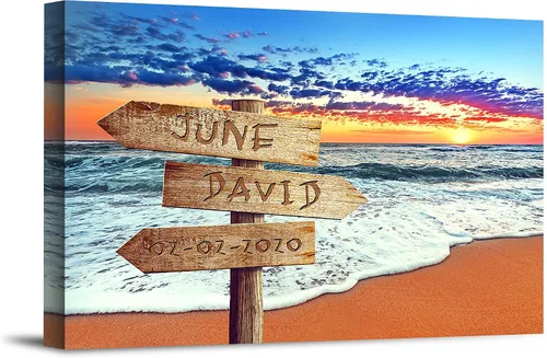 Miniatura 11 de Bosque Otoñal Foto o Impresiones en Lienzo Personalizadas Únicas con Nombres de la Pareja y Fecha Especial en Letrero, Regalo Perfecto