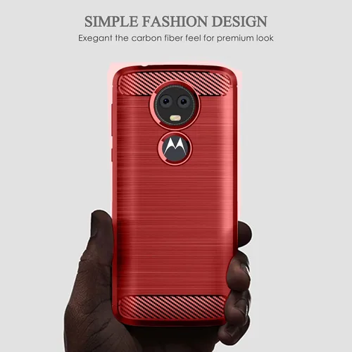 Miniatura 5 de Asuwish Funda protectora para Moto E5 Plus E 5 Supra con protector de pantalla y accesorios de celda de TPU suave delgada y suave, Motorola E5+ Rojo