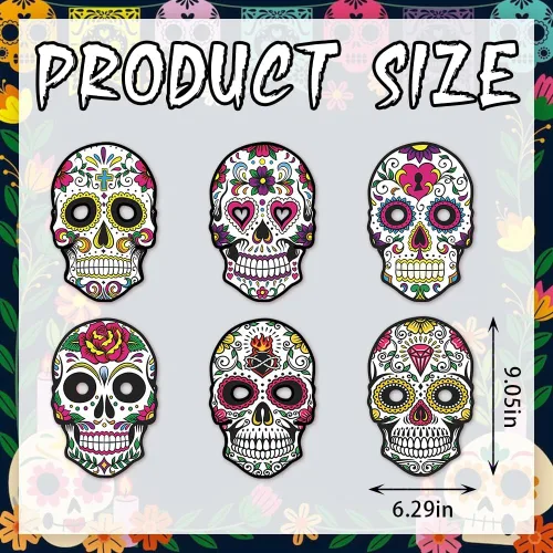 Miniatura 2 de Heureppy 6 máscaras de papel del Día de los Muertos para Día de los Muertos, accesorios de fotos, accesorios de disfraces para fiestas Estilo 01