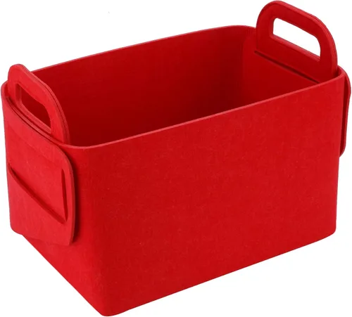 Miniatura 10 de Minoisome - Canasta organizadora de fieltro plegable y práctica con asas, para oficina, dormitorio, armario, habitación de bebé, juguetes, DVD