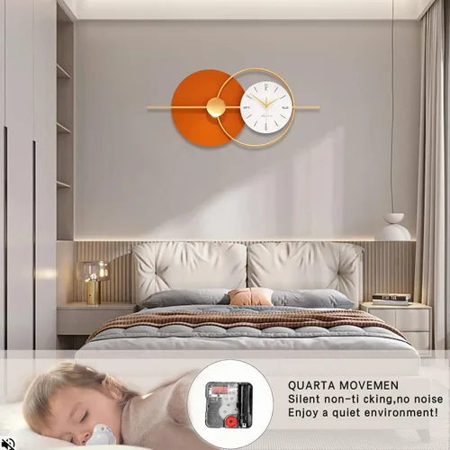 Miniatura 4 de FLEBLE Reloj de pared extra grande para decoración de sala de estar, moderno, decorativo, silencioso, sin tictac, de cuarzo, funciona