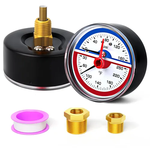 Miniatura 10 de MEANLIN MEASURE - Manómetro de presión térmica de acero inoxidable, esfera con cara de 2.5 pulgadas, NPT de 1/4 de pulgada, relleno de líquido