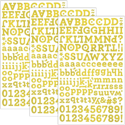 Miniatura 6 de QQ&U Calcomanías de letras del alfabeto de aluminio de 3 hojas (negro, plata, dorado)