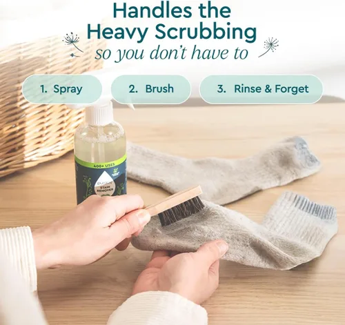 Miniatura 5 de Puracy Cepillo Quitamanchas para Manchas Duras, Profundas y Antiguas en la Ropa, con Cerdas Veganas para la Eliminación Segura y Efectiva de Manchas