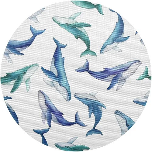 Watercolor Whales White Round Placemats, Heat Resistant Non Slip Decorative Placemats for Kitchen one sizex1