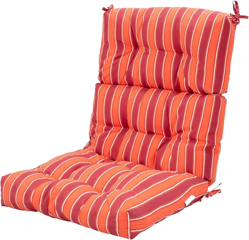 Miniatura 5 de Tangkula Cojín para silla de respaldo alto para patio, almohadillas de asiento para silla con lazos antideslizantes, cojines de repuesto