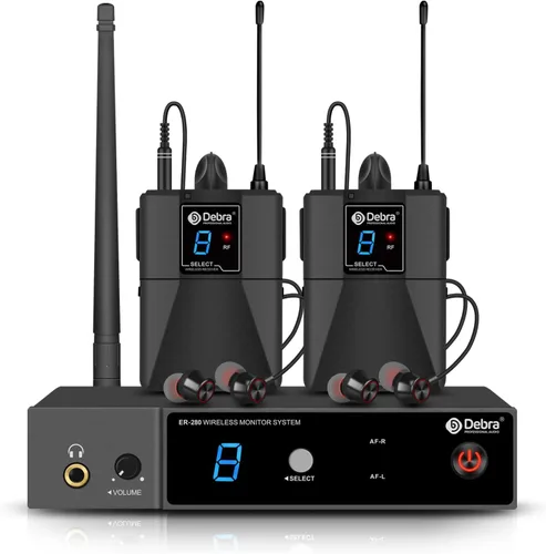D Debra Sistema de monitor inalámbrico en oído ER-280 UHF Transmisor y receptor profesional mono IEM con auriculares, para escenario, banda, estudio