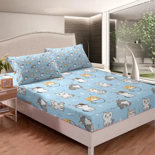 Miniatura 4 de Erosebridal Juego de sábanas Kawaii con diseño de animales lindos para niñas y niños, juego de sábanas de dibujos animados con diseño de pata